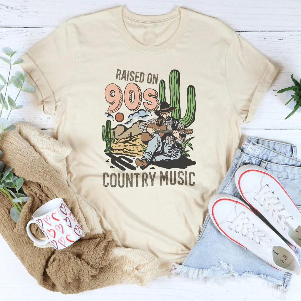Raised On Country Music Tee Peachy Sunday