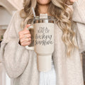 Ray Of Sunshine 40oz Insulated Tumbler With Handle Lid Straw Travel Mug BandsCo Straps