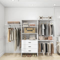 306 Closet Organizer System with Closet Shelves Wall Mounted, White Clothing Racks for Hanging Clothes, Clothes Organizer with Closet Drawers, Wooden Wardrobe Closet System with Hanging Rod Pi-Mart