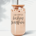 17oz Glass Tumbler With Bamboo Lid, 2 Stainless Straws and Cleaner, Sassy BandsCo Straps