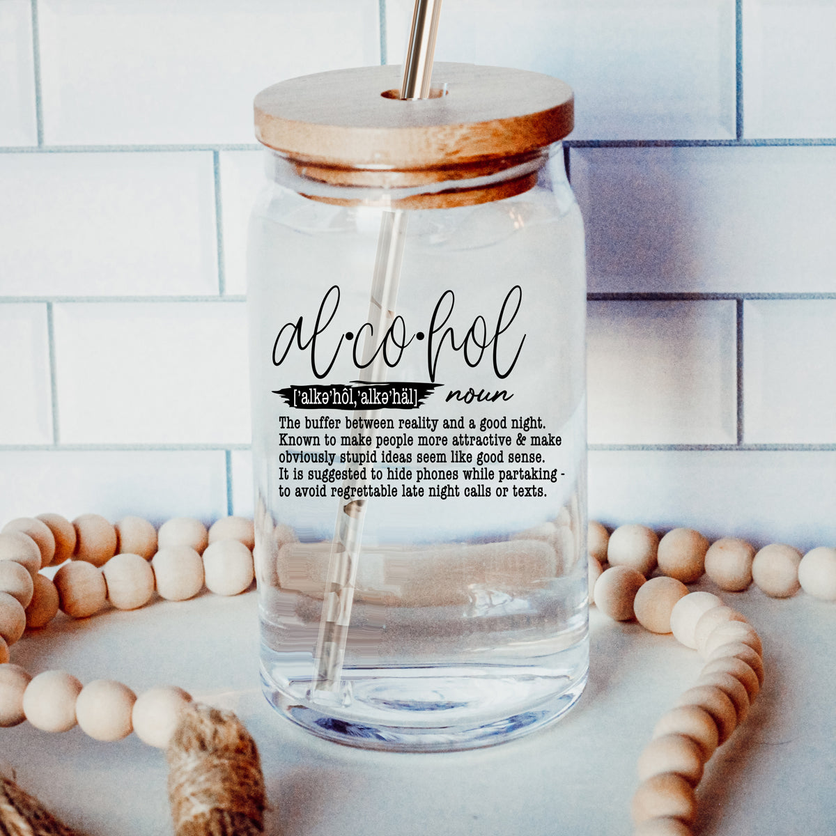 17oz Glass Tumbler With Bamboo Lid And Straw Reusable Insulated Cup For Coffee Tea Beer BandsCo Straps