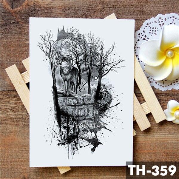 Realistic 3D Wolf Moon Temporary Tattoo Sticker Waterproof Stylish Body New Luxury Animal Tattoo For Men Women Stevvex