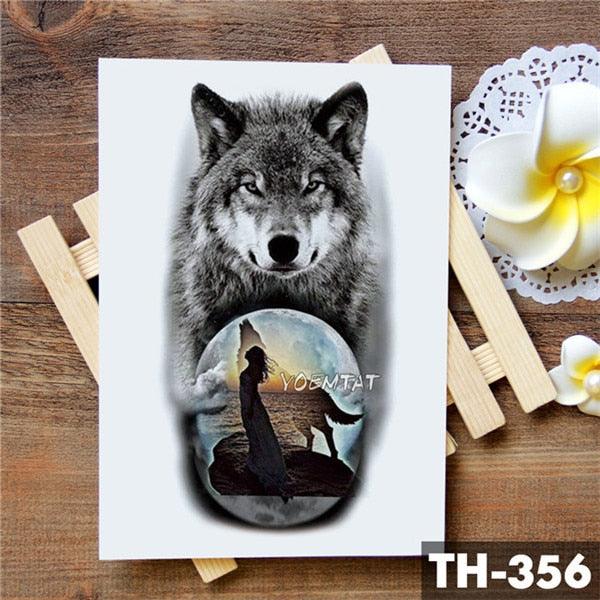 Realistic 3D Wolf Moon Temporary Tattoo Sticker Waterproof Stylish Body New Luxury Animal Tattoo For Men Women Stevvex