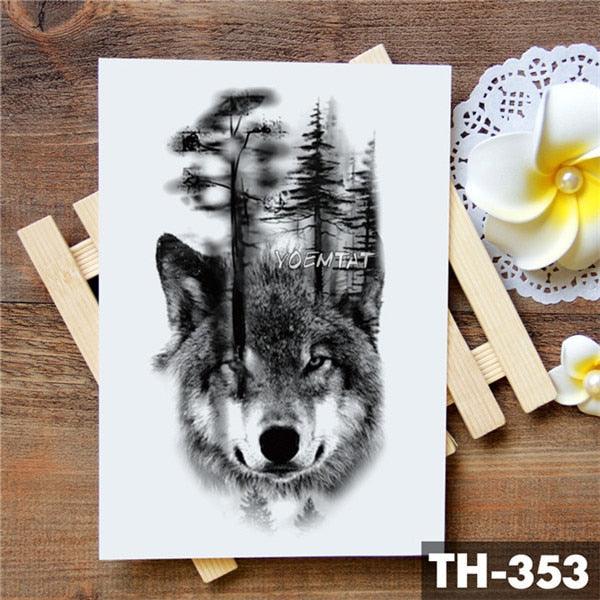 Realistic 3D Wolf Moon Temporary Tattoo Sticker Waterproof Stylish Body New Luxury Animal Tattoo For Men Women Stevvex