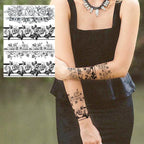 Realistic Big Flower Temporary Waterproof Sticker Tattoos For Body Painting Arm Legs Fake Black Rose Tattoos For Womens