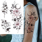 Realistic Big Flower Temporary Waterproof Sticker Tattoos For Body Painting Arm Legs Fake Black Rose Tattoos For Womens