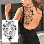 Realistic Big Flower Temporary Waterproof Sticker Tattoos For Body Painting Arm Legs Fake Black Rose Tattoos For Womens
