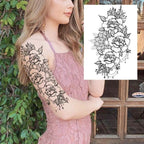 Realistic Big Flower Temporary Waterproof Sticker Tattoos For Body Painting Arm Legs Fake Black Rose Tattoos For Womens