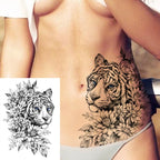 Realistic Big Flower Temporary Waterproof Sticker Tattoos For Body Painting Arm Legs Fake Black Rose Tattoos For Womens