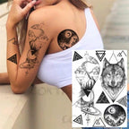 Realistic Black Temporary Small Big Tattoos Space Planets Animals Tatoos Waterproof  Face Hands Tattoos For Girls Mens Stevvex