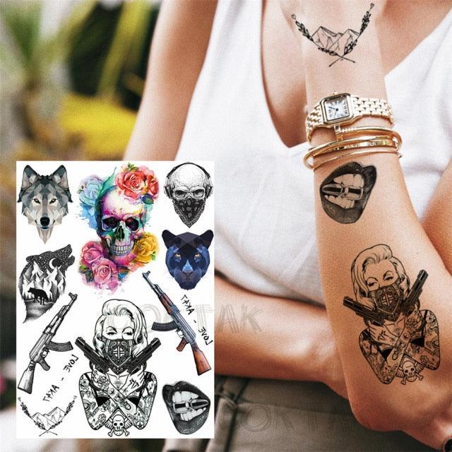 Realistic Black Temporary Small Big Tattoos Space Planets Animals Tatoos Waterproof  Face Hands Tattoos For Girls Mens Stevvex