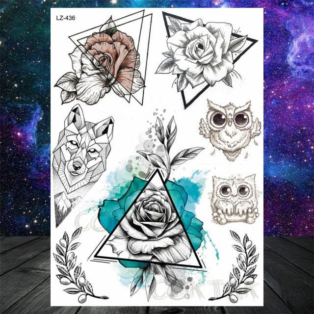 Realistic Black Temporary Small Big Tattoos Space Planets Animals Tatoos Waterproof  Face Hands Tattoos For Girls Mens Stevvex
