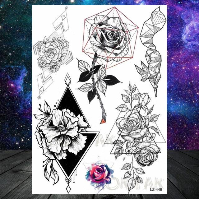 Realistic Black Temporary Small Big Tattoos Space Planets Animals Tatoos Waterproof  Face Hands Tattoos For Girls Mens Stevvex