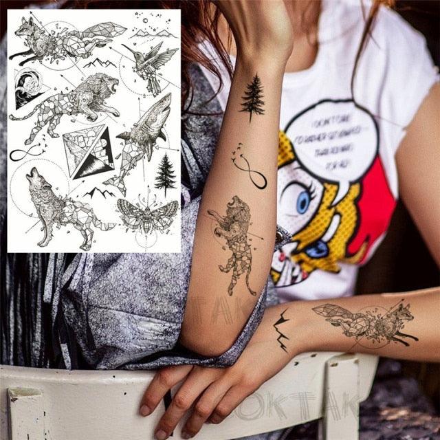 Realistic Black Temporary Small Big Tattoos Space Planets Animals Tatoos Waterproof  Face Hands Tattoos For Girls Mens Stevvex