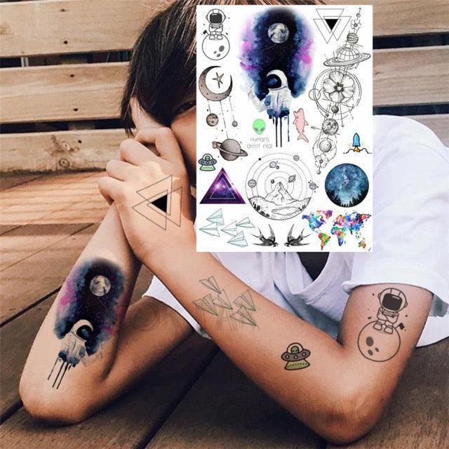 Realistic Black Temporary Small Big Tattoos Space Planets Animals Tatoos Waterproof  Face Hands Tattoos For Girls Mens Stevvex