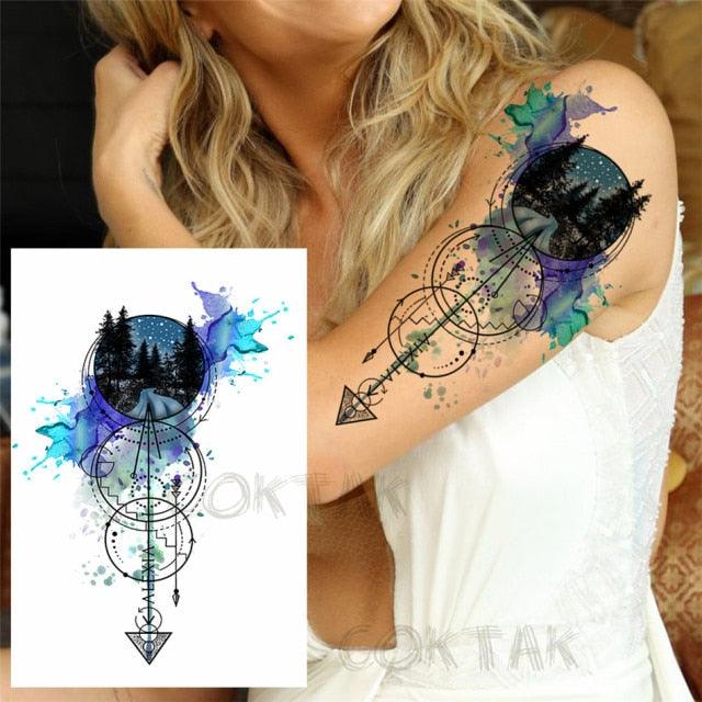 Realistic Black Temporary Small Big Tattoos Space Planets Animals Tatoos Waterproof  Face Hands Tattoos For Girls Mens Stevvex