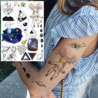 Realistic Black Temporary Small Big Tattoos Space Planets Animals Tatoos Waterproof  Face Hands Tattoos For Girls Mens Stevvex