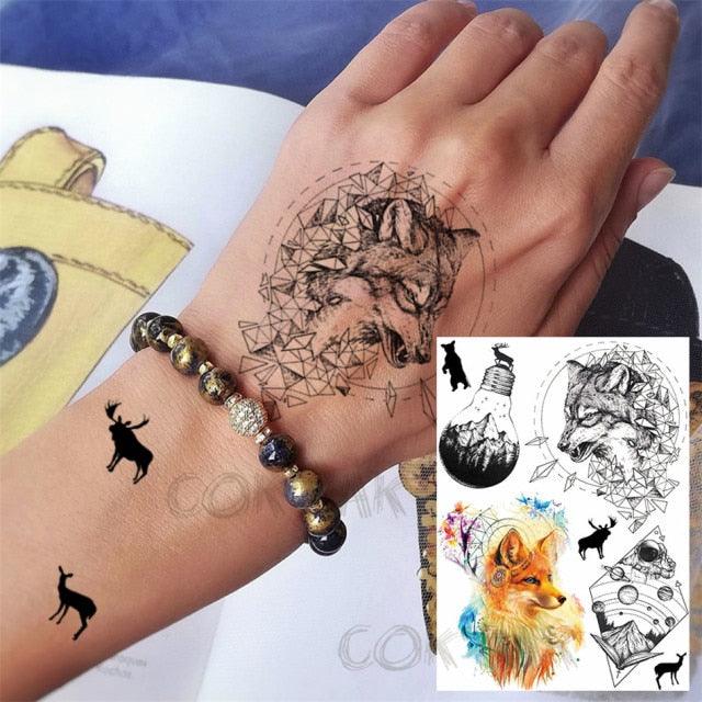 Realistic Black Temporary Small Big Tattoos Space Planets Animals Tatoos Waterproof  Face Hands Tattoos For Girls Mens Stevvex