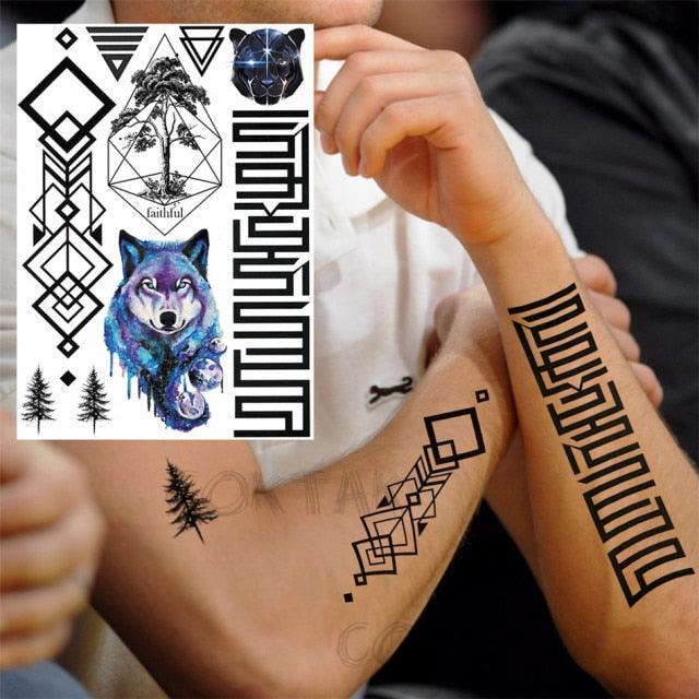 Realistic Black Temporary Small Big Tattoos Space Planets Animals Tatoos Waterproof  Face Hands Tattoos For Girls Mens Stevvex