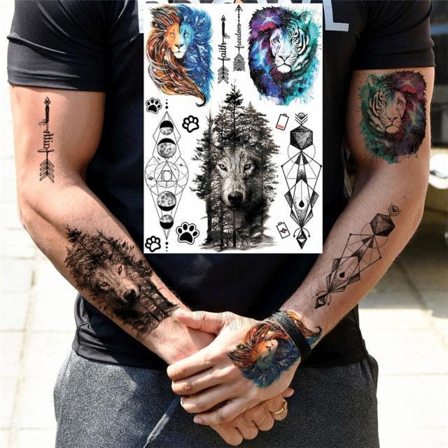 Realistic Black Temporary Small Big Tattoos Space Planets Animals Tatoos Waterproof  Face Hands Tattoos For Girls Mens Stevvex