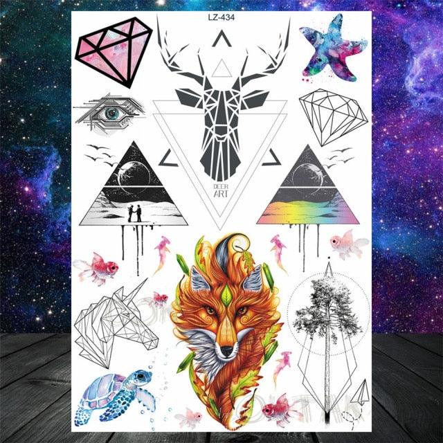 Realistic Black Temporary Small Big Tattoos Space Planets Animals Tatoos Waterproof  Face Hands Tattoos For Girls Mens Stevvex