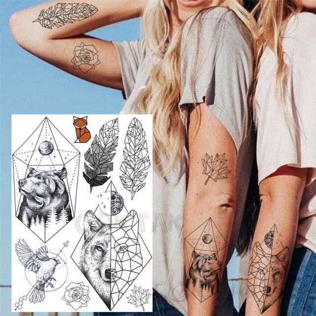 Realistic Black Temporary Small Big Tattoos Space Planets Animals Tatoos Waterproof  Face Hands Tattoos For Girls Mens Stevvex