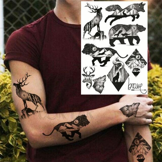 Realistic Black Temporary Small Big Tattoos Space Planets Animals Tatoos Waterproof  Face Hands Tattoos For Girls Mens Stevvex