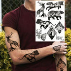 Realistic Black Temporary Small Big Tattoos Space Planets Animals Tatoos Waterproof  Face Hands Tattoos For Girls Mens Stevvex