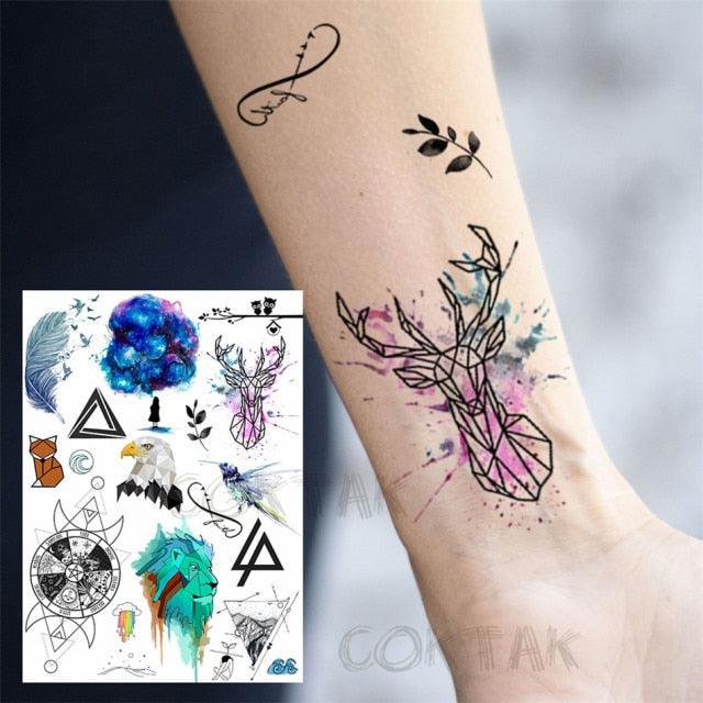 Realistic Black Temporary Small Big Tattoos Space Planets Animals Tatoos Waterproof  Face Hands Tattoos For Girls Mens Stevvex