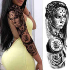 Realistic Full Arm Temporary Tattoos Sleeve Fake Tatoos Warrior Lion Tiger Flower Waterproof Tattoo Stickers For Womens Mens
