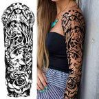 Realistic Full Arm Temporary Tattoos Sleeve Fake Tatoos Warrior Lion Tiger Flower Waterproof Tattoo Stickers For Womens Mens