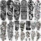 Realistic Full Arm Temporary Tattoos Sleeve Fake Tatoos Warrior Lion Tiger Flower Waterproof Tattoo Stickers For Womens Mens