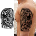 Realistic Lion Temporary Tattoo Black Warrior Sticker Waterproof Luxury Tattoo For Men Women