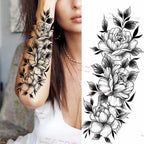 Realistic Sketches Black Flowers Temporary Waterproof Flower Tattoos Modern Body Arm Drawing For Womens Stevvex