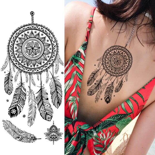 Realistic Sketches Black Flowers Temporary Waterproof Flower Tattoos Modern Body Arm Drawing For Womens Stevvex