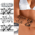 Realistic Sketches Black Flowers Temporary Waterproof Flower Tattoos Modern Body Arm Drawing For Womens Stevvex