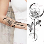 Realistic Sketches Black Flowers Temporary Waterproof Flower Tattoos Modern Body Arm Drawing For Womens Stevvex
