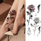 Realistic Sketches Black Flowers Temporary Waterproof Flower Tattoos Modern Body Arm Drawing For Womens Stevvex