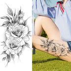 Realistic Sketches Black Flowers Temporary Waterproof Flower Tattoos Modern Body Arm Drawing For Womens Stevvex