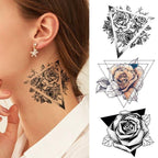 Realistic Sketches Black Flowers Temporary Waterproof Flower Tattoos Modern Body Arm Drawing For Womens Stevvex
