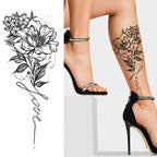 Realistic Sketches Black Flowers Temporary Waterproof Flower Tattoos Modern Body Arm Drawing For Womens Stevvex