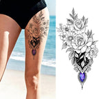 Realistic Sketches Black Flowers Temporary Waterproof Flower Tattoos Modern Body Arm Drawing For Womens Stevvex
