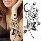 Realistic Sketches Black Flowers Temporary Waterproof Flower Tattoos Modern Body Arm Drawing For Womens Stevvex