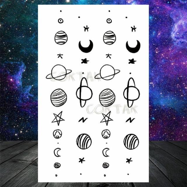 Realistic Small Planets Temporary Tattoos Arm Waterpoof Black Sticker Space Planets For Girls And Boys Stevvex