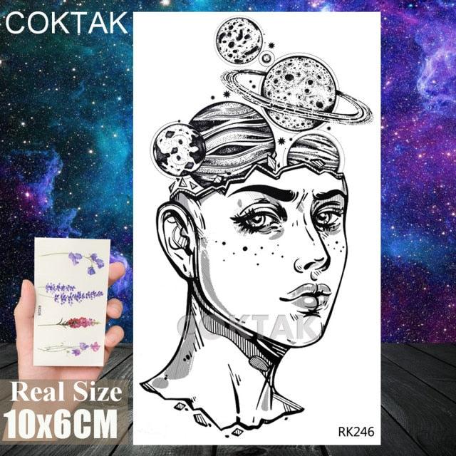 Realistic Small Planets Temporary Tattoos Arm Waterpoof Black Sticker Space Planets For Girls And Boys Stevvex
