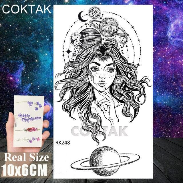 Realistic Small Planets Temporary Tattoos Arm Waterpoof Black Sticker Space Planets For Girls And Boys Stevvex