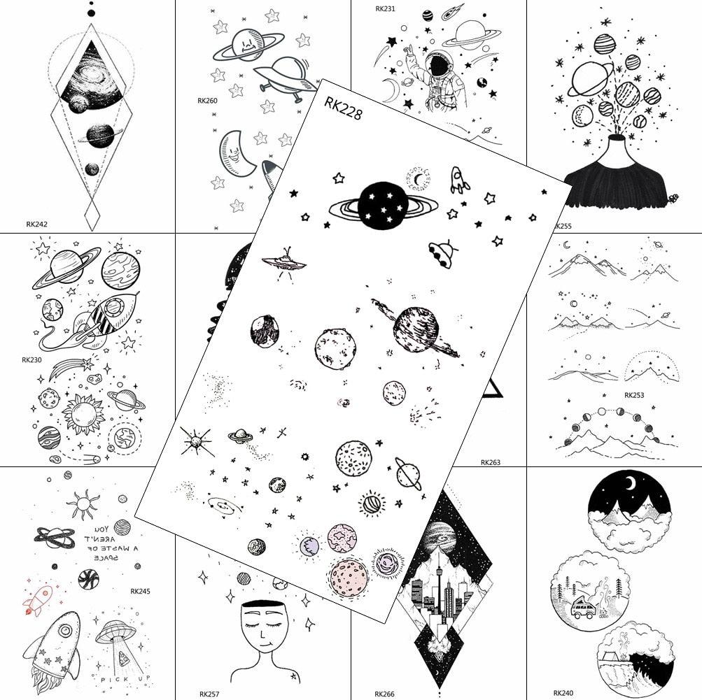 Realistic Small Planets Temporary Tattoos Arm Waterpoof Black Sticker Space Planets For Girls And Boys Stevvex