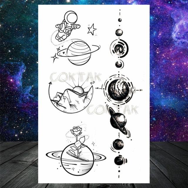 Realistic Small Planets Temporary Tattoos Arm Waterpoof Black Sticker Space Planets For Girls And Boys Stevvex