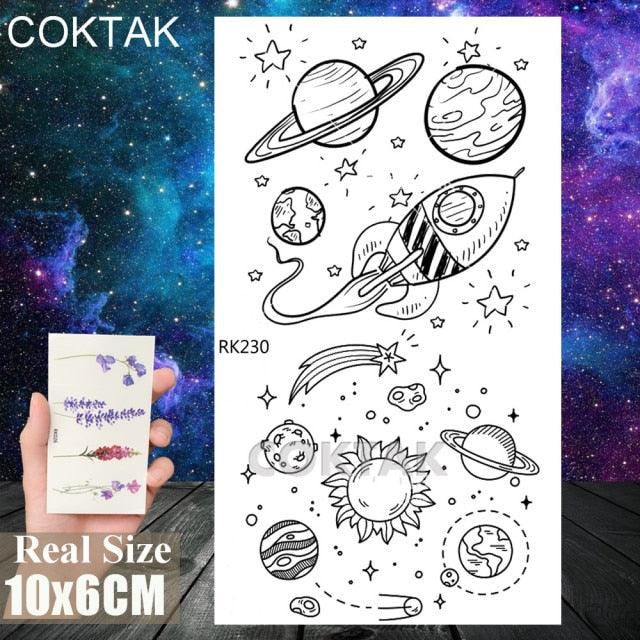 Realistic Small Planets Temporary Tattoos Arm Waterpoof Black Sticker Space Planets For Girls And Boys Stevvex