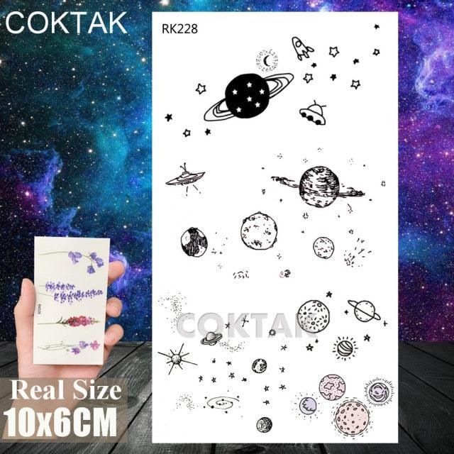 Realistic Small Planets Temporary Tattoos Arm Waterpoof Black Sticker Space Planets For Girls And Boys Stevvex